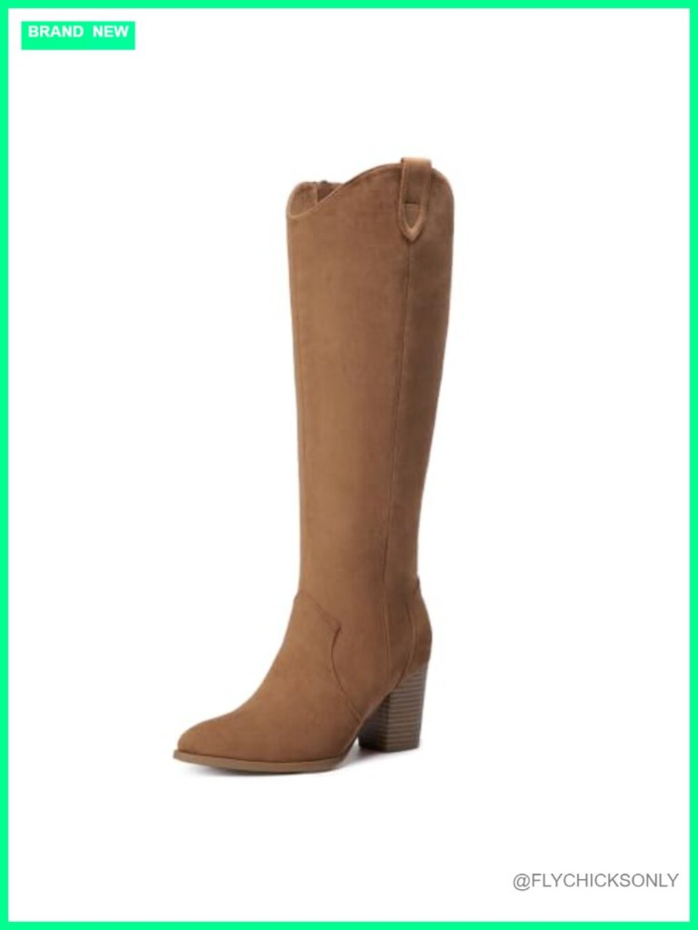 Suede Knee High Boots Women Tall Pointed Toe Block Heel Side Zipper Fall
